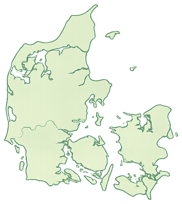 Danmarkskort med dækningsområder
